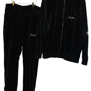 Sean John Black Velour Sweatpants & Zip Jacket Set